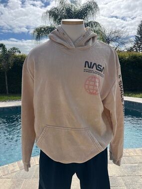 NASA Hyper Space Large Beige Men's Pullover Hoodie